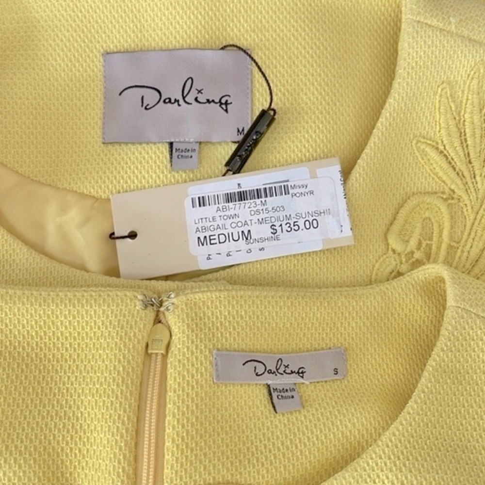 DARLING Abigail 60s Mod Yellow Textured Lace Coat & Dress Set Small/Medium vibe - Picture 15 of 16